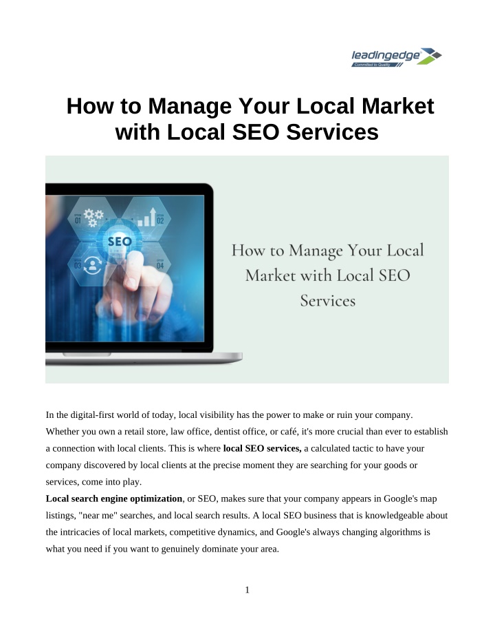 PPT - The First Step in Winning Your Local Market Is Using Local SEO Services PowerPoint Presentation - ID:14347988